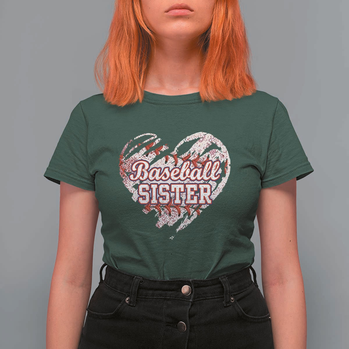 Baseball Sister T Shirt For Women Vintage Baseball Heart Game Day