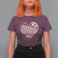 Baseball Sister T Shirt For Women Vintage Baseball Heart Game Day