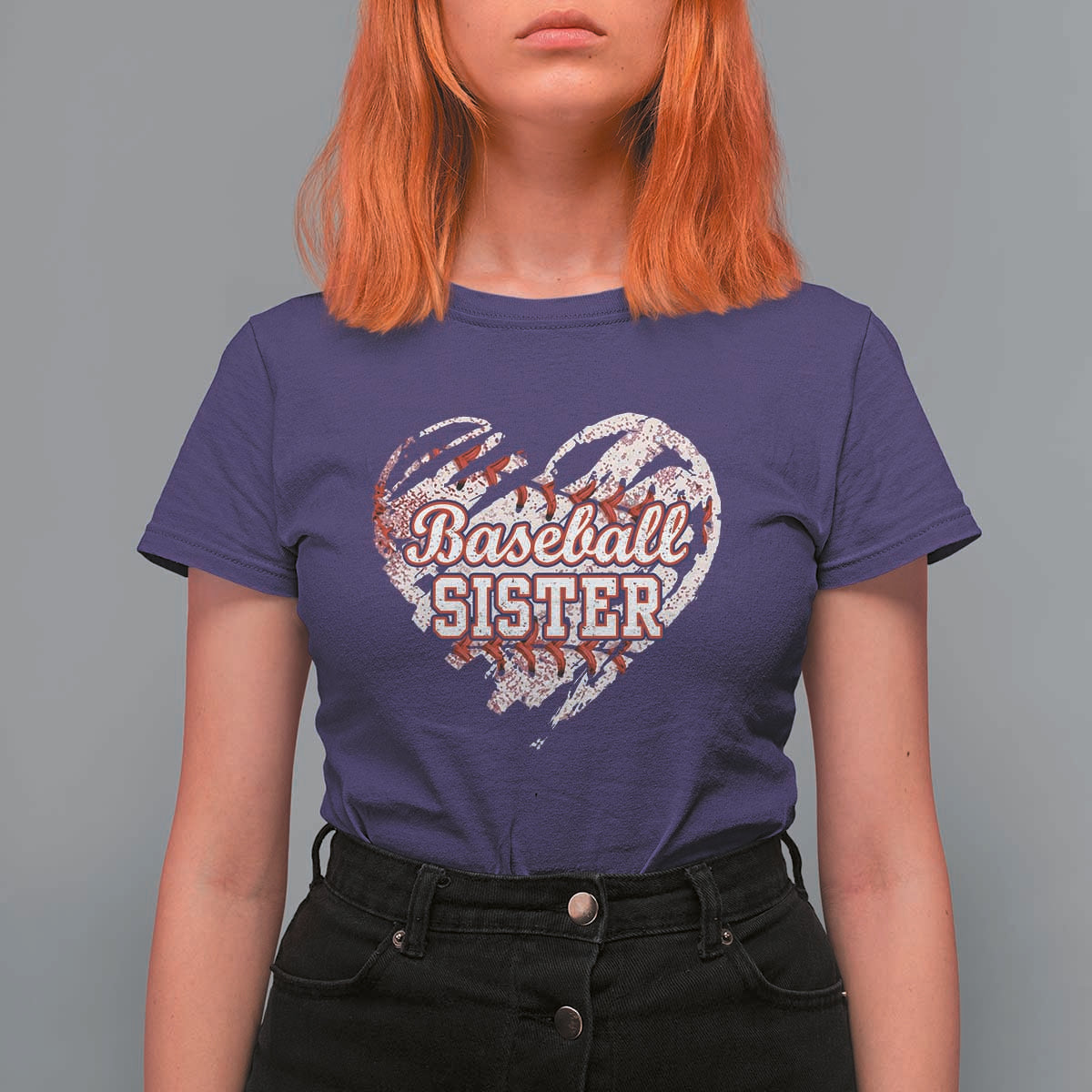 Baseball Sister T Shirt For Women Vintage Baseball Heart Game Day
