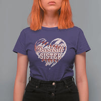 Baseball Sister T Shirt For Women Vintage Baseball Heart Game Day