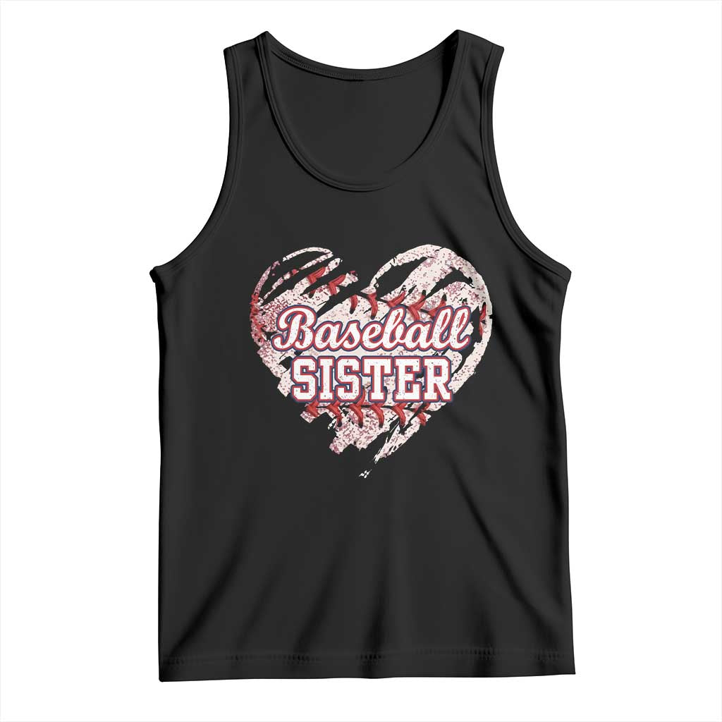 Baseball Sister Tank Top Vintage Baseball Heart Game Day