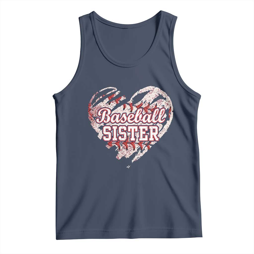 Baseball Sister Tank Top Vintage Baseball Heart Game Day