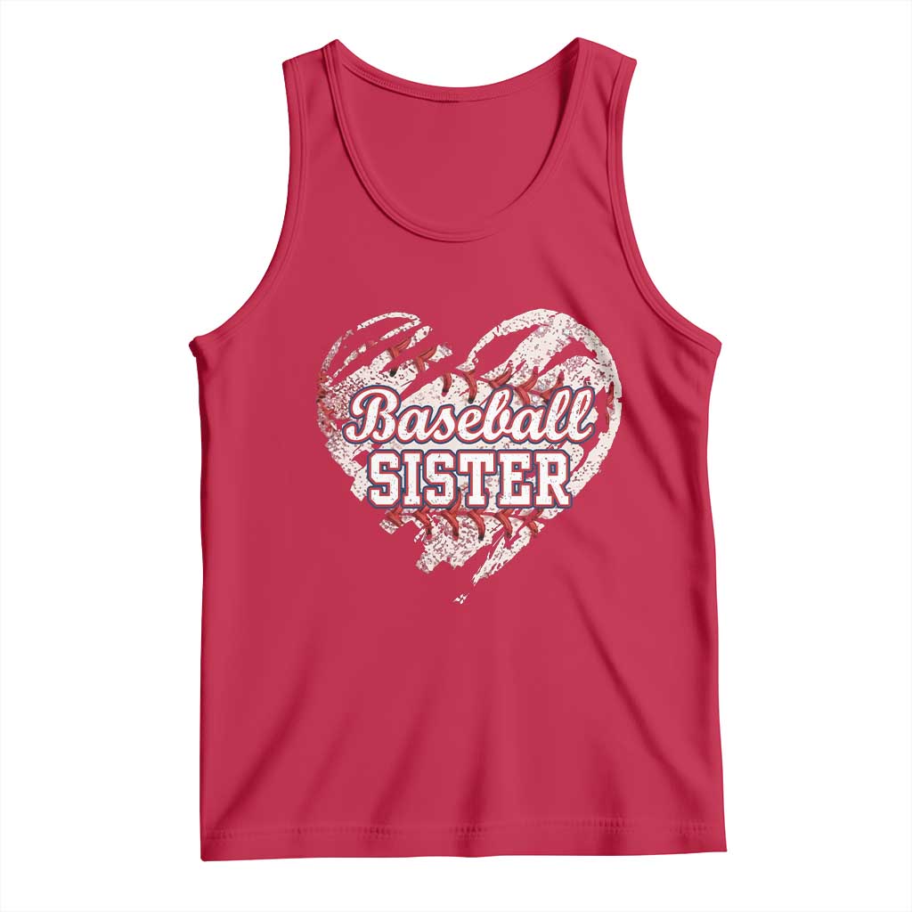 Baseball Sister Tank Top Vintage Baseball Heart Game Day