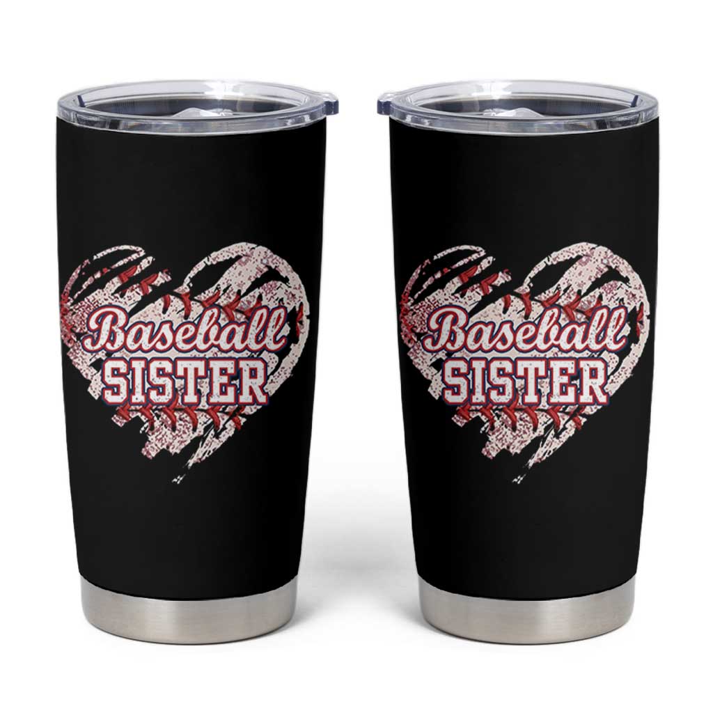 Baseball Sister Tumbler Cup Vintage Baseball Heart Game Day
