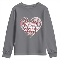 Baseball Sister Youth Sweatshirt Vintage Baseball Heart Game Day