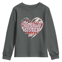 Baseball Sister Youth Sweatshirt Vintage Baseball Heart Game Day