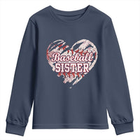 Baseball Sister Youth Sweatshirt Vintage Baseball Heart Game Day