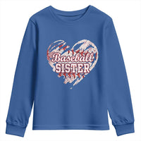 Baseball Sister Youth Sweatshirt Vintage Baseball Heart Game Day