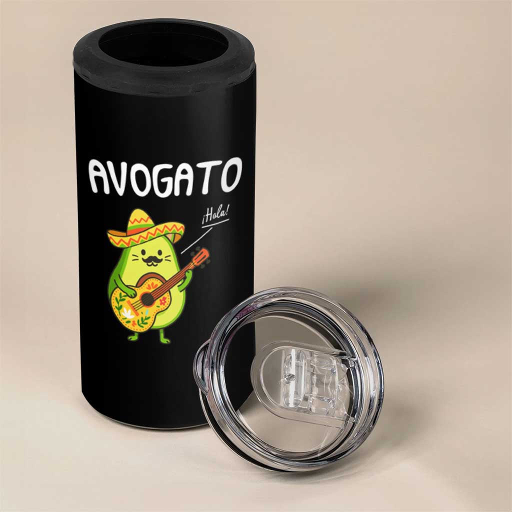 Funny Avocado Cat Avogato 4 in 1 Can Cooler Tumbler Cinco De Mayo Mexican