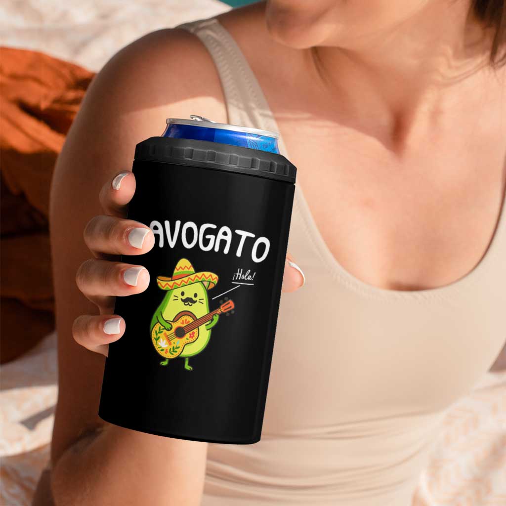 Funny Avocado Cat Avogato 4 in 1 Can Cooler Tumbler Cinco De Mayo Mexican