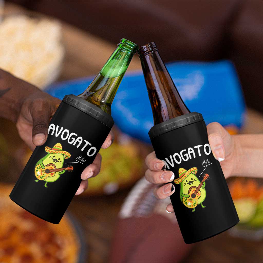 Funny Avocado Cat Avogato 4 in 1 Can Cooler Tumbler Cinco De Mayo Mexican