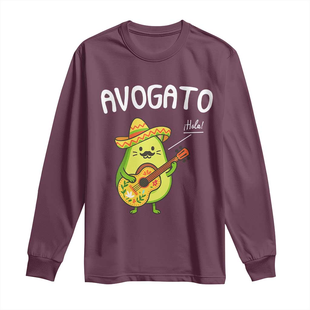Funny Avocado Cat Avogato Long Sleeve Shirt Cinco De Mayo Mexican