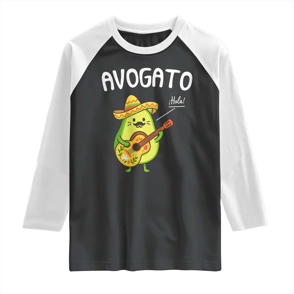 Funny Avocado Cat Avogato Raglan Shirt Cinco De Mayo Mexican