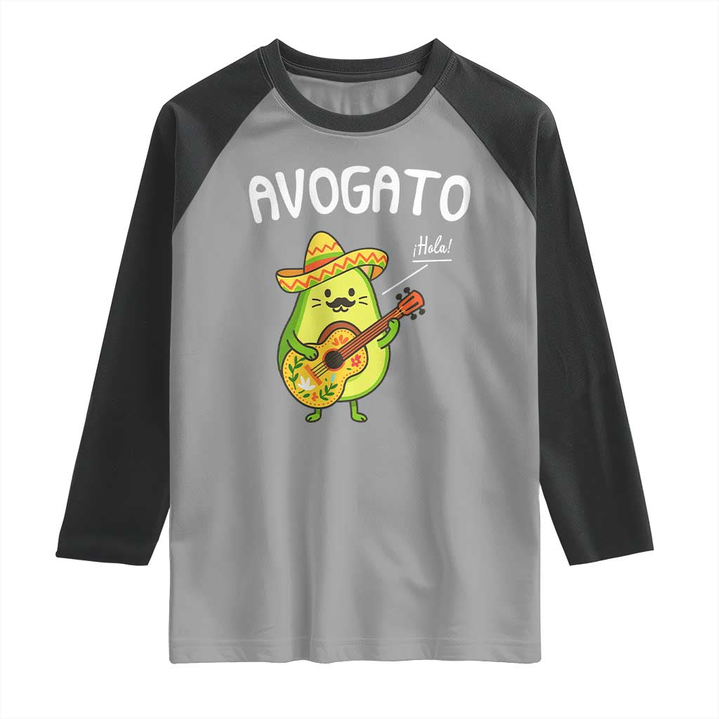 Funny Avocado Cat Avogato Raglan Shirt Cinco De Mayo Mexican