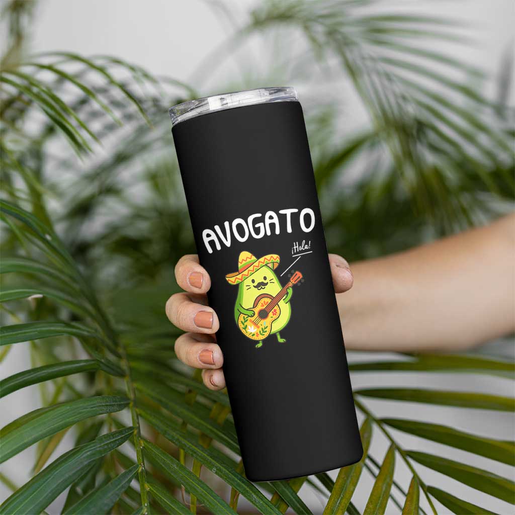 Funny Avocado Cat Avogato Skinny Tumbler Cinco De Mayo Mexican