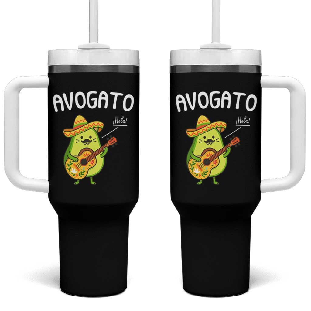 Funny Avocado Cat Avogato Tumbler With Handle Cinco De Mayo Mexican