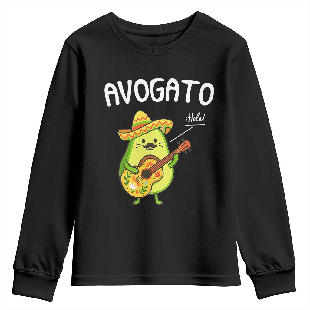 Funny Avocado Cat Avogato Youth Sweatshirt Cinco De Mayo Mexican