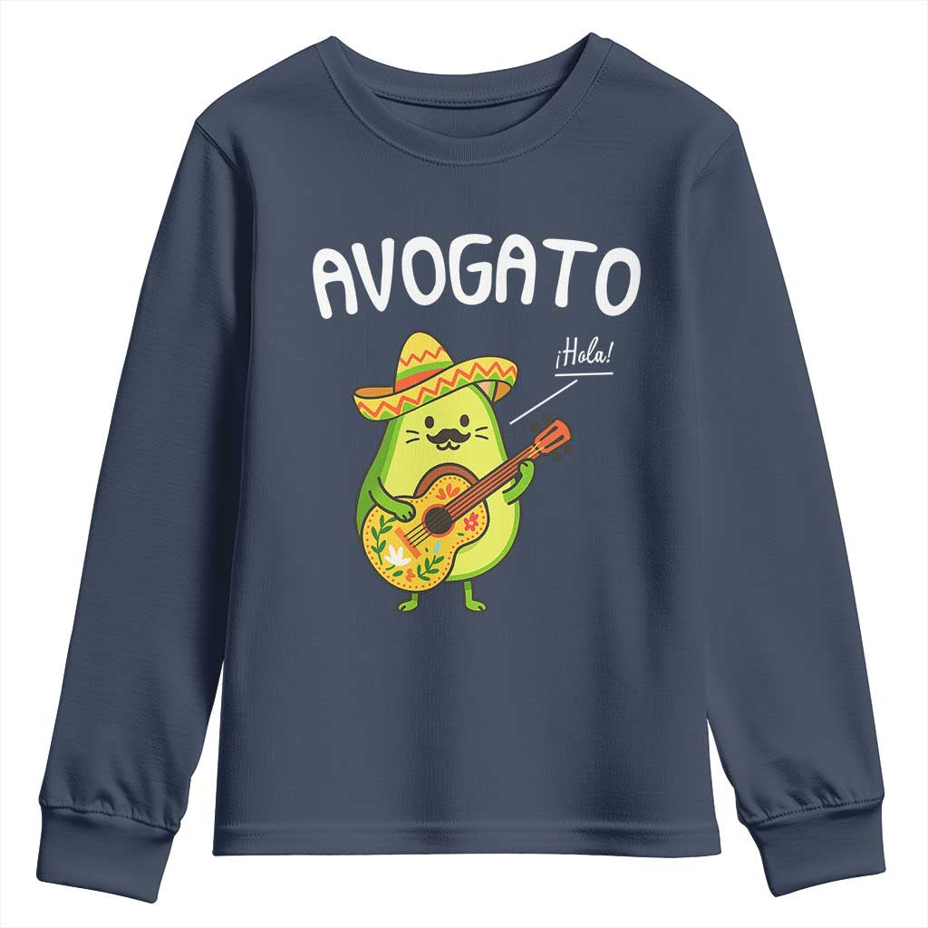 Funny Avocado Cat Avogato Youth Sweatshirt Cinco De Mayo Mexican