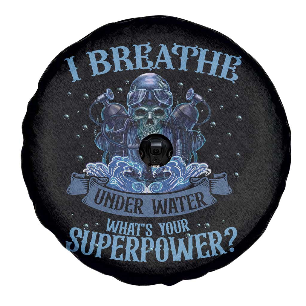 Scuba Diving Spare Tire Cover I Breathe Underwater What's Your Superpower Skull - Wonder Print Shop
