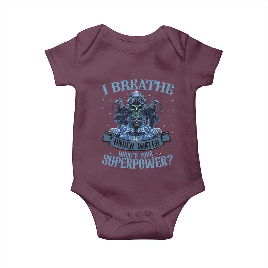 Scuba Diving Baby Onesie I Breathe Underwater What's Your Superpower Skull - Wonder Print Shop