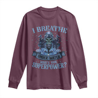 Scuba Diving Long Sleeve Shirt I Breathe Underwater What's Your Superpower Skull - Wonder Print Shop