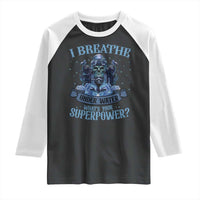 Scuba Diving Raglan Shirt I Breathe Underwater What's Your Superpower Skull - Wonder Print Shop