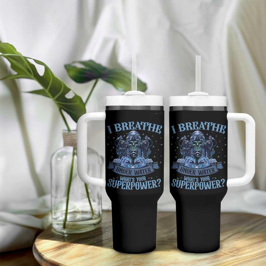 Scuba Diving Tumbler With Handle I Breathe Underwater What's Your Superpower Skull - Wonder Print Shop