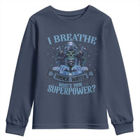 Scuba Diving Youth Sweatshirt I Breathe Underwater What's Your Superpower Skull - Wonder Print Shop
