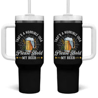 Funny Beer Lover Tumbler With Handle That's A Horrible Idea Please Hold My Beer - Wonder Print Shop