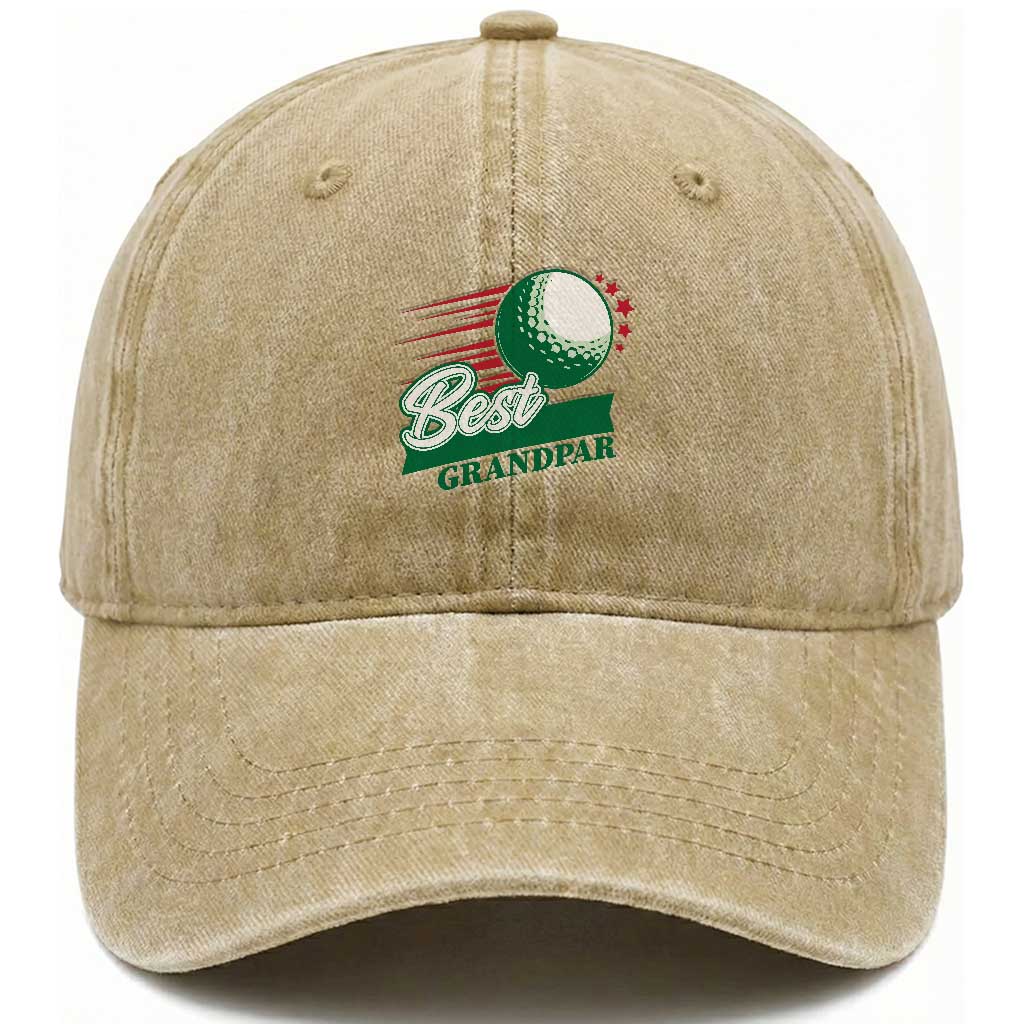 Golfing Dad Washed Cotton Baseball Cap Best Grandpar Golf Ball Father's Day