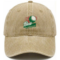Golfing Dad Washed Cotton Baseball Cap Best Grandpar Golf Ball Father's Day