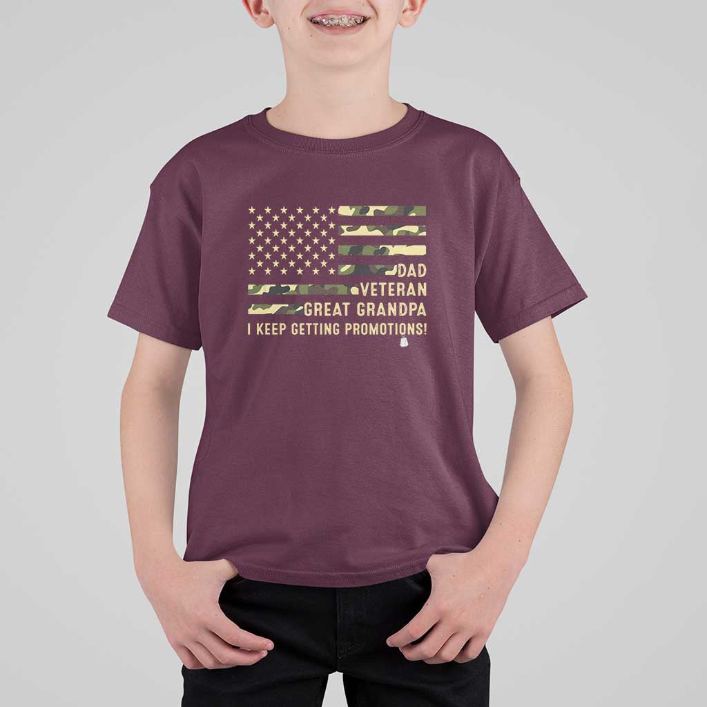 Father's Day T Shirt For Kid Dad Veteran Great Grandpa I keep Getting Promotions American Flag - Wonder Print Shop