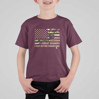 Father's Day T Shirt For Kid Dad Veteran Great Grandpa I keep Getting Promotions American Flag - Wonder Print Shop