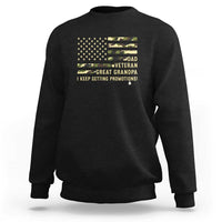 Father's Day Sweatshirt Dad Veteran Great Grandpa I keep Getting Promotions American Flag - Wonder Print Shop