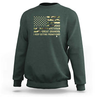 Father's Day Sweatshirt Dad Veteran Great Grandpa I keep Getting Promotions American Flag - Wonder Print Shop