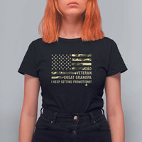 Father's Day T Shirt For Women Dad Veteran Great Grandpa I keep Getting Promotions American Flag - Wonder Print Shop