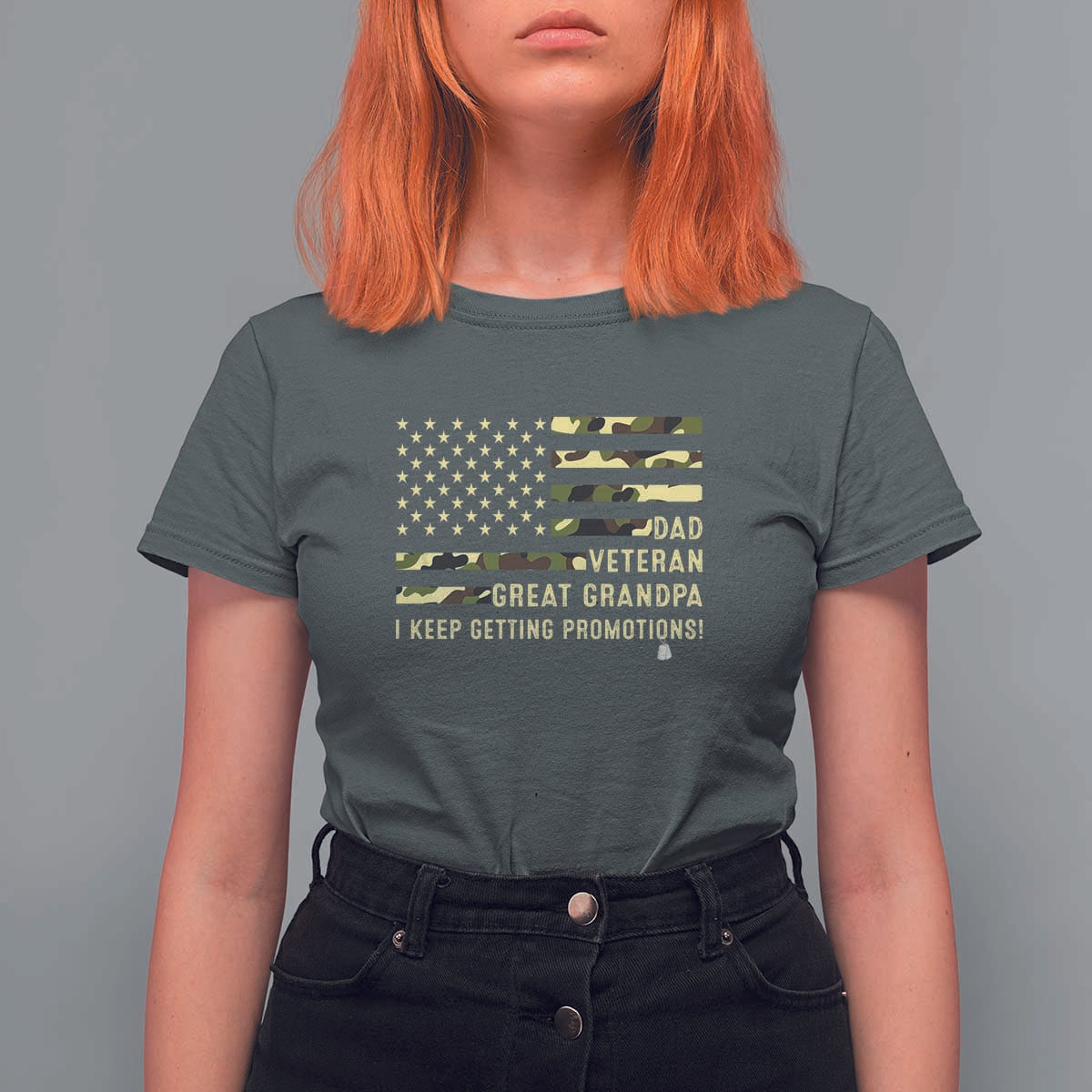 Father's Day T Shirt For Women Dad Veteran Great Grandpa I keep Getting Promotions American Flag - Wonder Print Shop