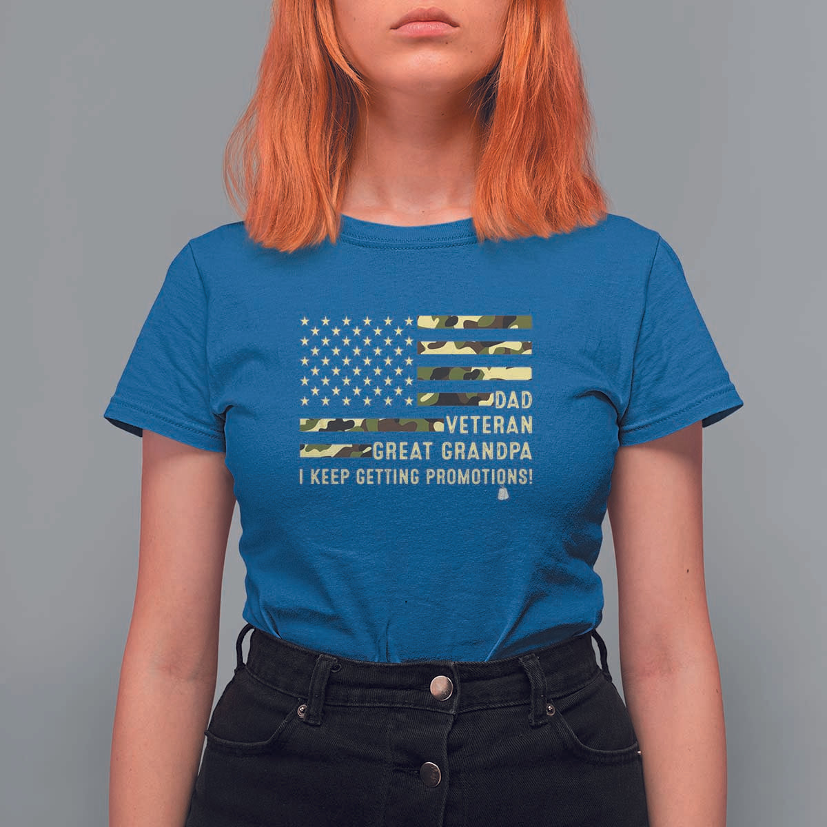 Father's Day T Shirt For Women Dad Veteran Great Grandpa I keep Getting Promotions American Flag - Wonder Print Shop