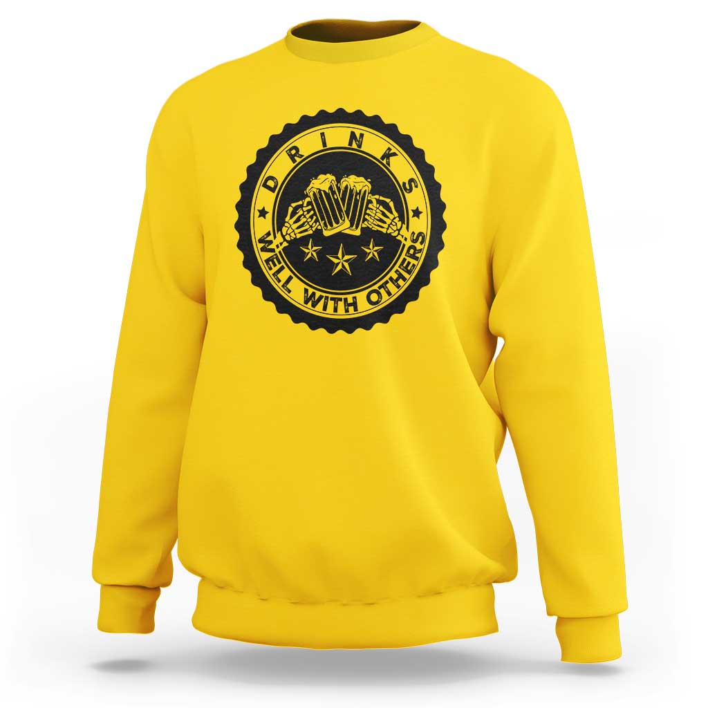 Funny Beer Lover Sweatshirt Drinks Well With Others Drinking Beer Mug - Wonder Print Shop