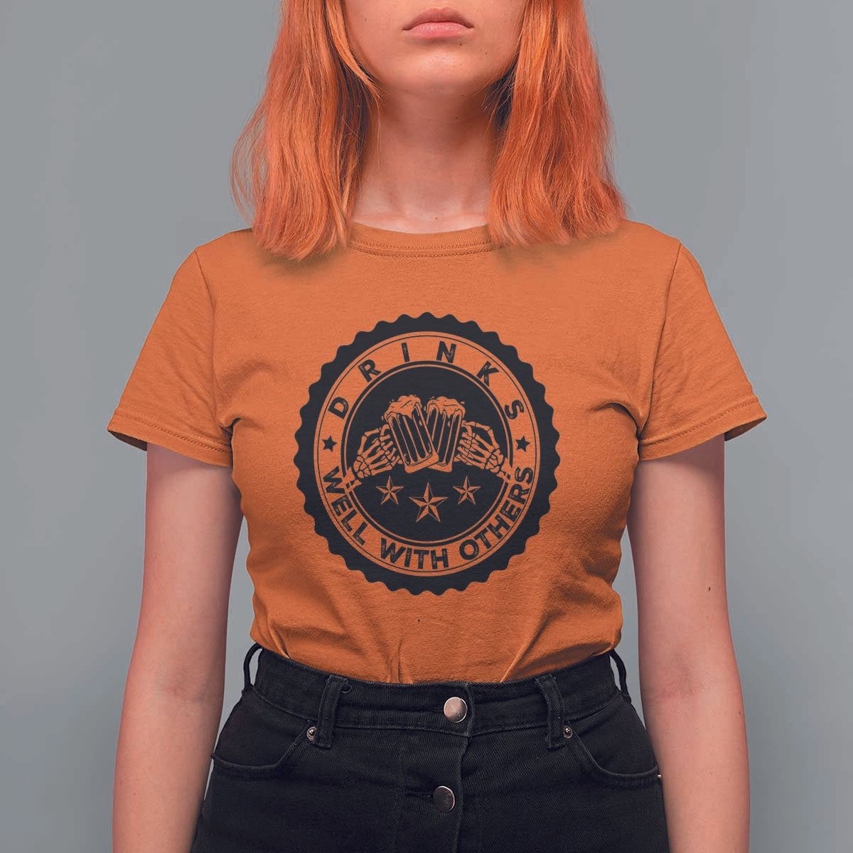 Funny Beer Lover T Shirt For Women Drinks Well With Others Drinking Beer Mug - Wonder Print Shop