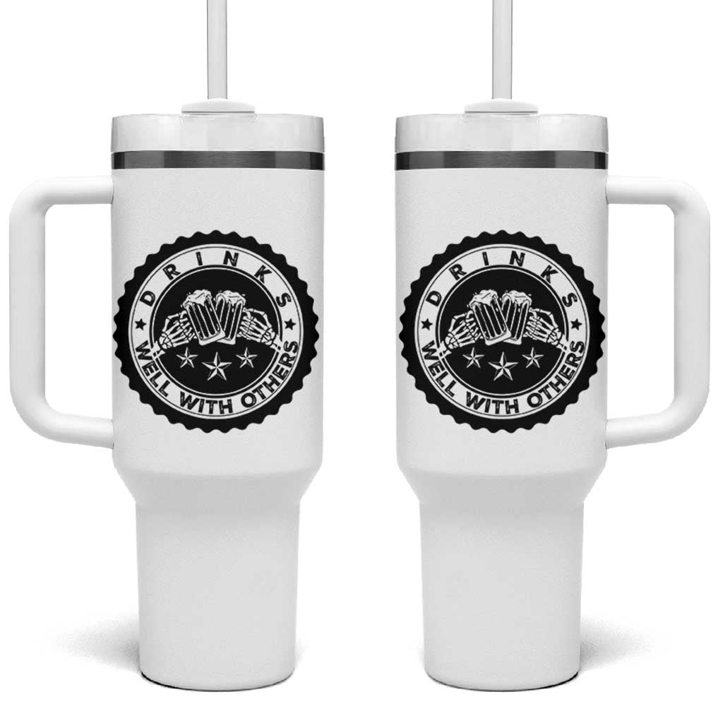 Funny Beer Lover Tumbler With Handle Drinks Well With Others Drinking Beer Mug - Wonder Print Shop