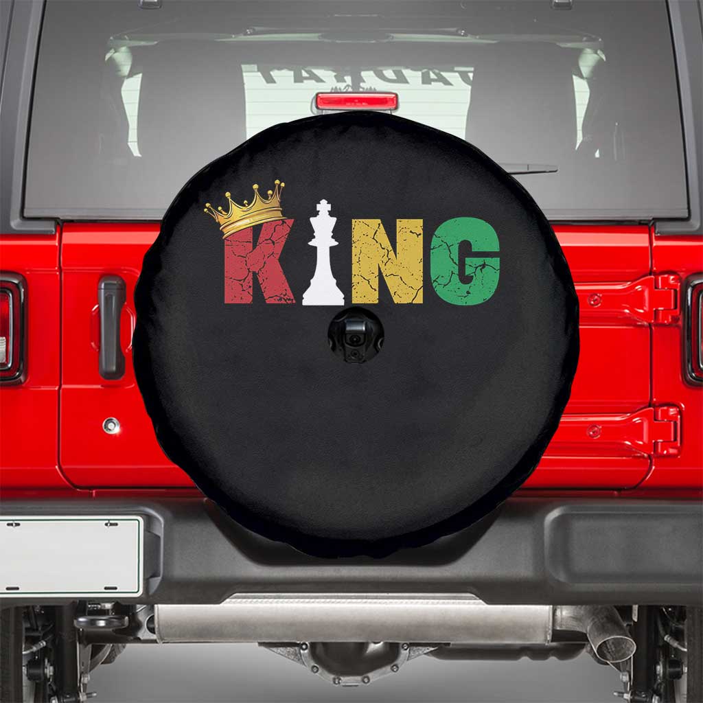 Funny Juneteenth King Spare Tire Cover Black Father Chess African American