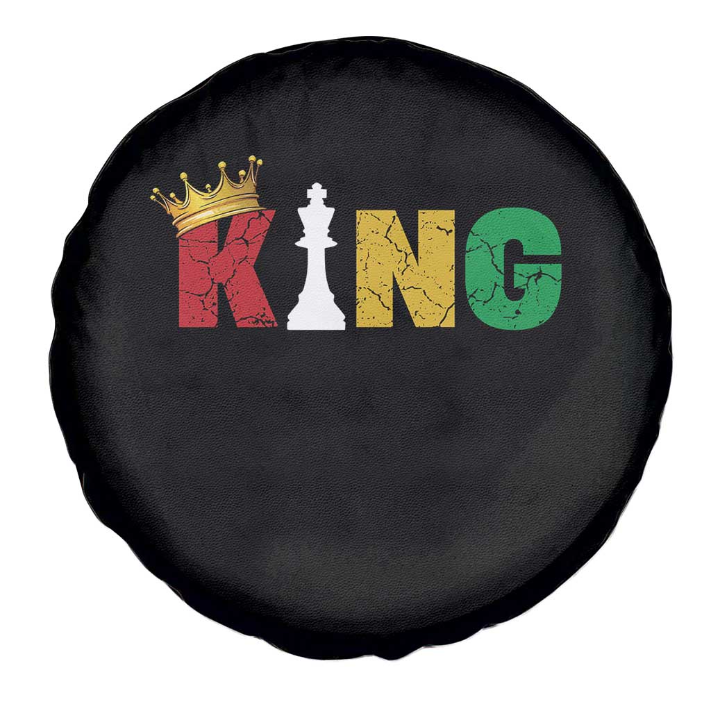 Funny Juneteenth King Spare Tire Cover Black Father Chess African American