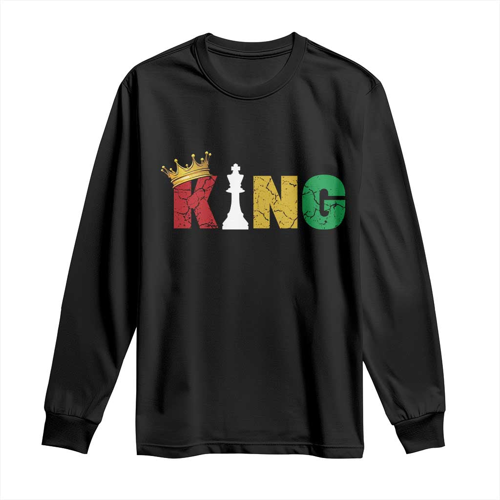 Funny Juneteenth King Long Sleeve Shirt Black Father Chess African American