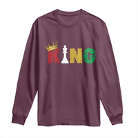 Funny Juneteenth King Long Sleeve Shirt Black Father Chess African American