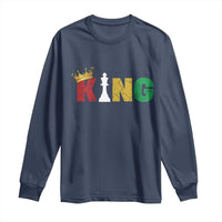 Funny Juneteenth King Long Sleeve Shirt Black Father Chess African American
