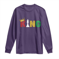 Funny Juneteenth King Long Sleeve Shirt Black Father Chess African American