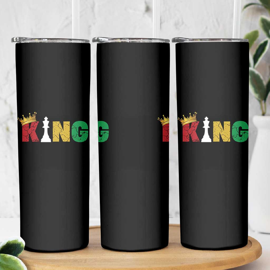Funny Juneteenth King Skinny Tumbler Black Father Chess African American