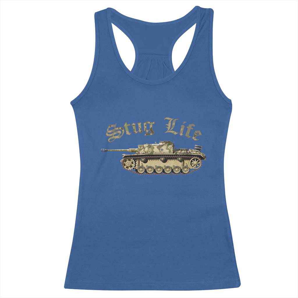Funny WW2 Tank History Stug Life Racerback Tank Top