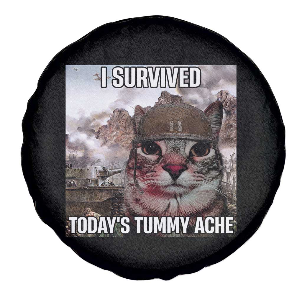 Funny I Survived Todays Tummy Ache Spare Tire Cover War Cat Meme - Wonder Print Shop